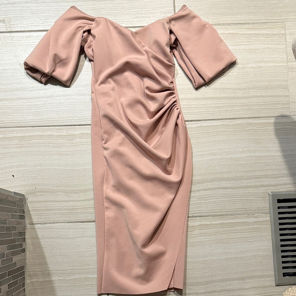 ASOS Blush Long Sleeve Off-Shoulder Dress